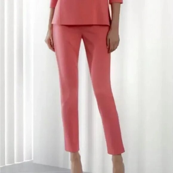St John Spring Coral Straight Leg Crepe Trouser Pants Size 2 - Picture 1 of 11